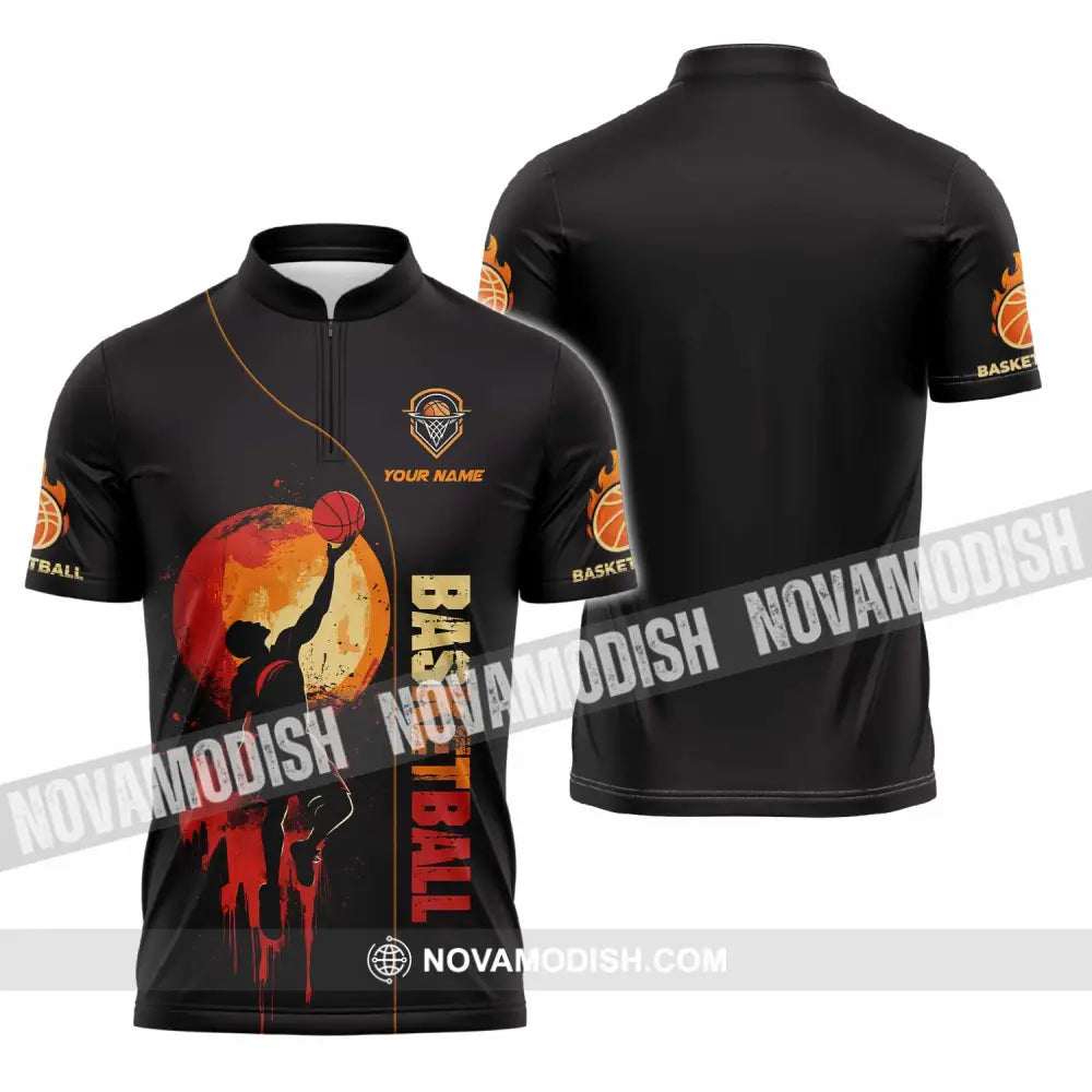 Unisex Shirt - Custom Basketball Player Shirt Zipper Polo Shirt / S T-shirt