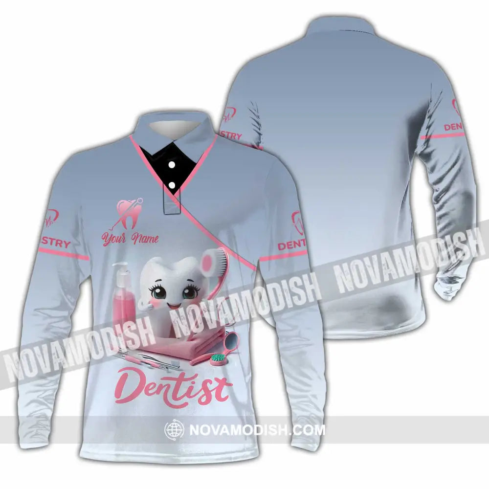 Unisex Shirt - Custom Beautiful Dentist Shirt Long Sleeve Polo / S T-shirt