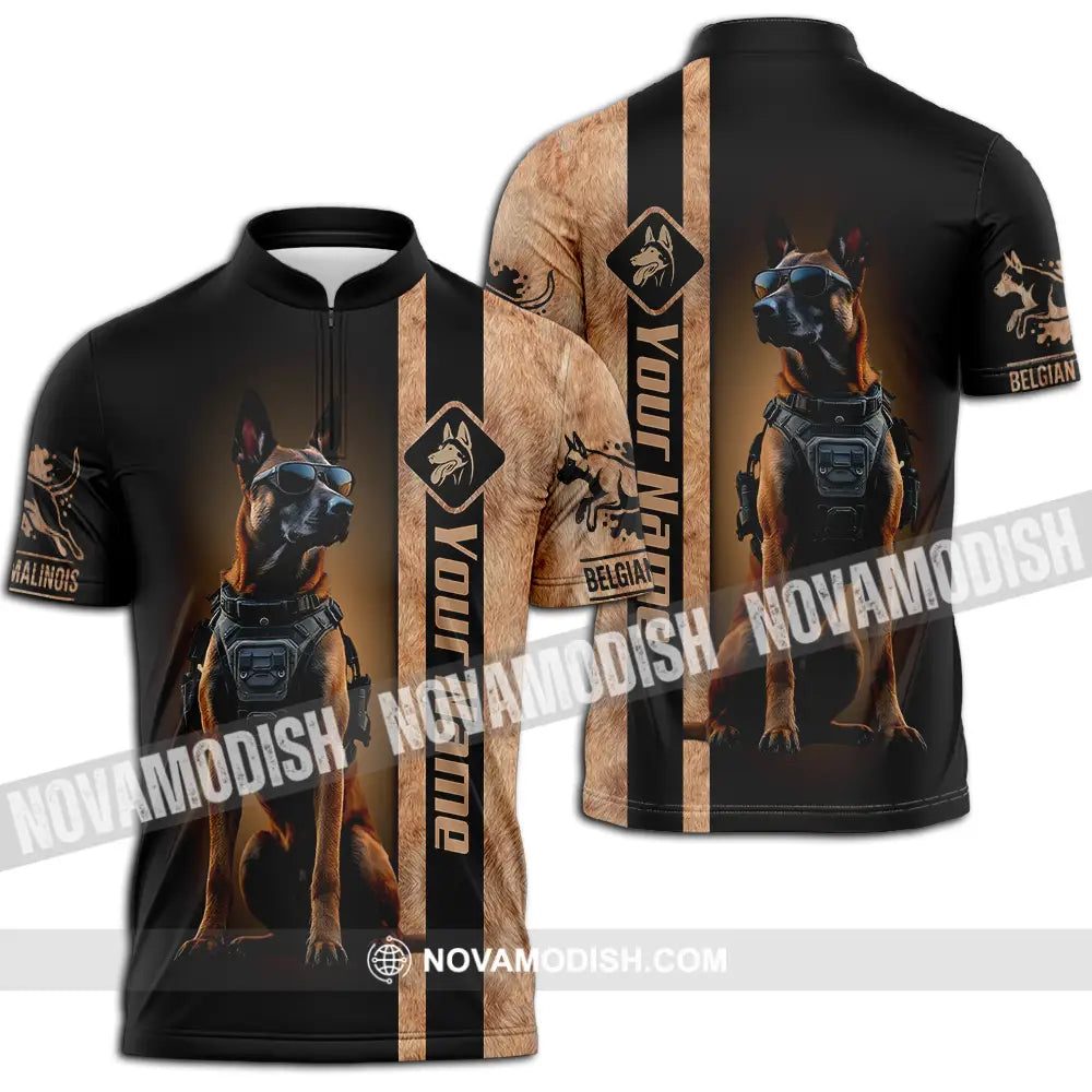 Unisex Shirt - Custom Belgian Malinois Pet Lover Shirt Zipper Polo Shirt / S T-shirt