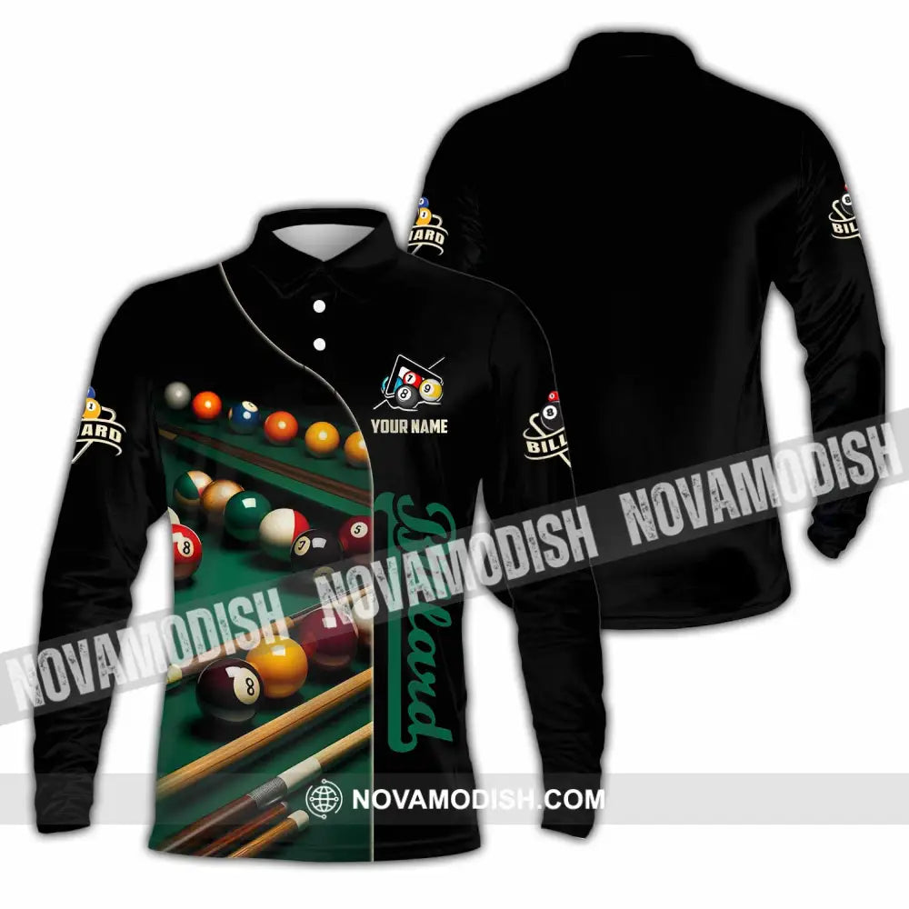 Unisex Shirt - Custom Billiard Lover Shirt Long Sleeve Polo / S T-shirt
