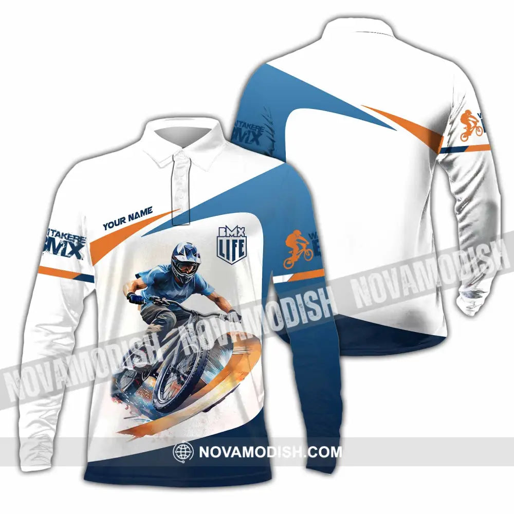 Unisex Shirt - Custom BMX Race Bikes Shirt Long Sleeve Polo / S T-shirt