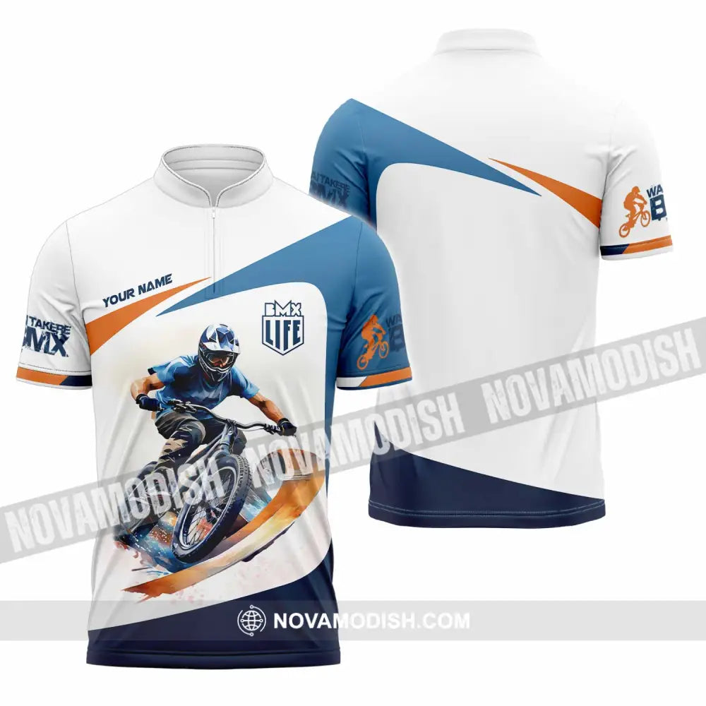 Unisex Shirt - Custom BMX Race Bikes Shirt Zipper Polo Shirt / S T-shirt
