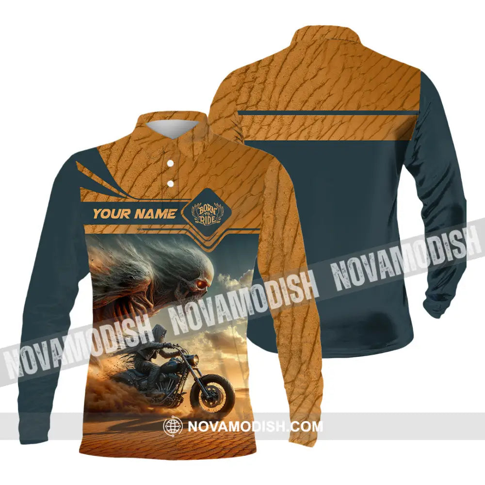 Unisex Shirt - Custom Born To Ride Riding Lover Shirt Long Sleeve Polo / S T-shirt