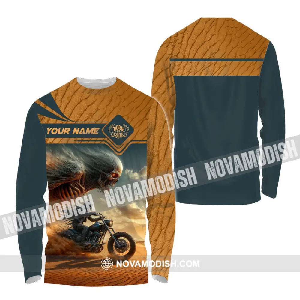 Unisex Shirt - Custom Born To Ride Riding Lover Shirt Long Sleeve Shirt / S T-shirt