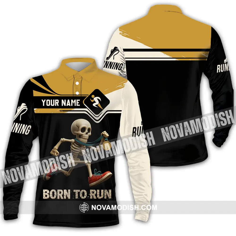 Unisex Shirt - Custom Born To Run Running Lover Sport Shirt Long Sleeve Polo / S T-shirt