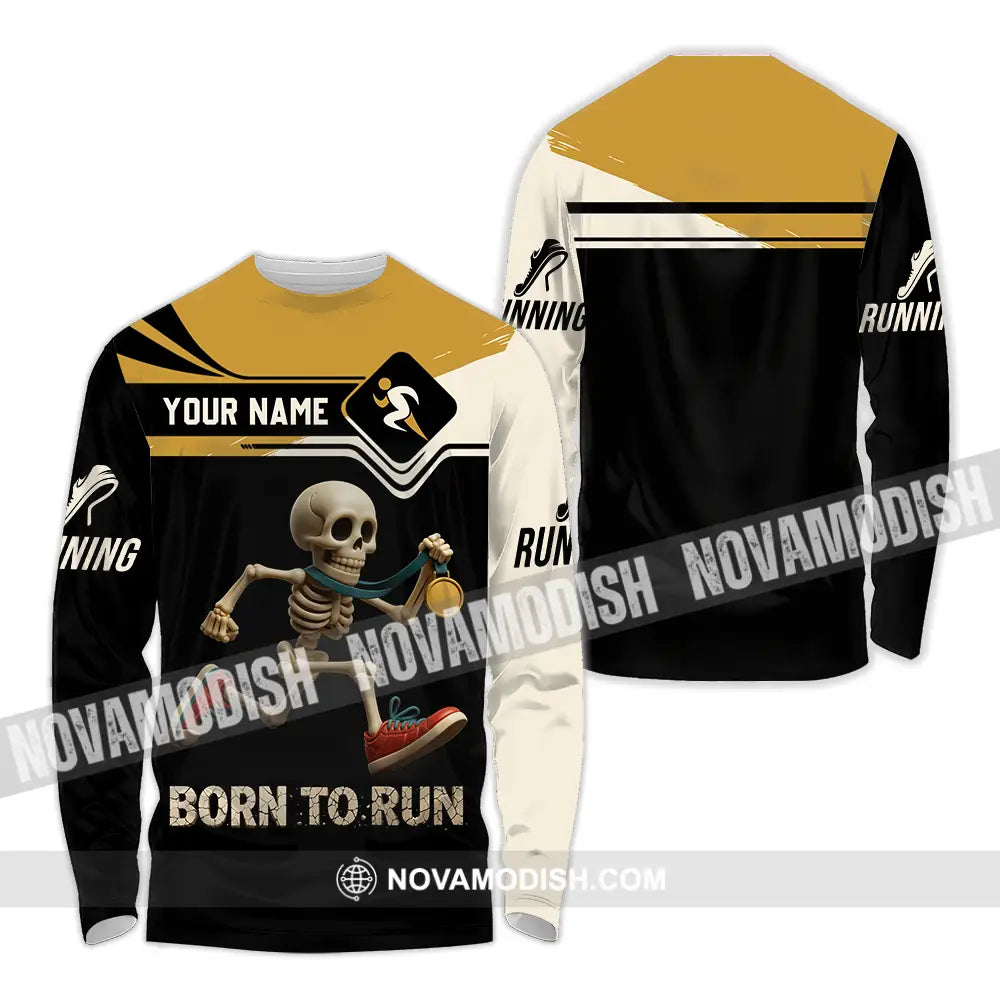 Unisex Shirt - Custom Born To Run Running Lover Sport Shirt Long Sleeve Shirt / S T-shirt