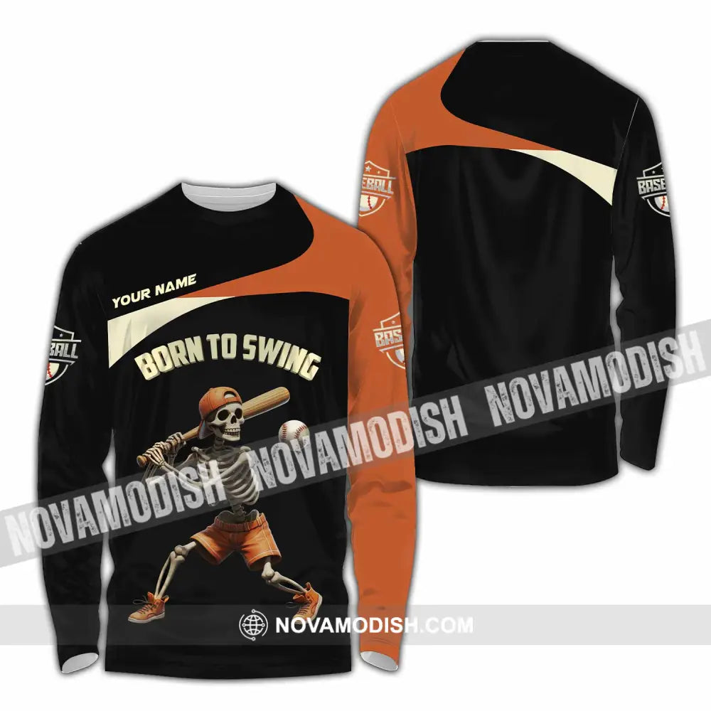 Unisex Shirt - Custom Born To Swing Baseball Shirt Long Sleeve Shirt / S T-shirt