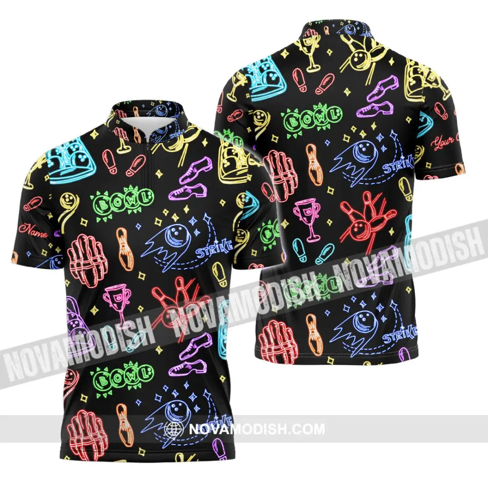 Unisex Shirt - Custom Bowling Strike Shirt Zipper Polo Shirt / S T-shirt