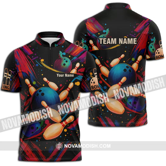 Unisex Shirt - Custom Bowling Shirt Zipper Polo Shirt / S T-shirt