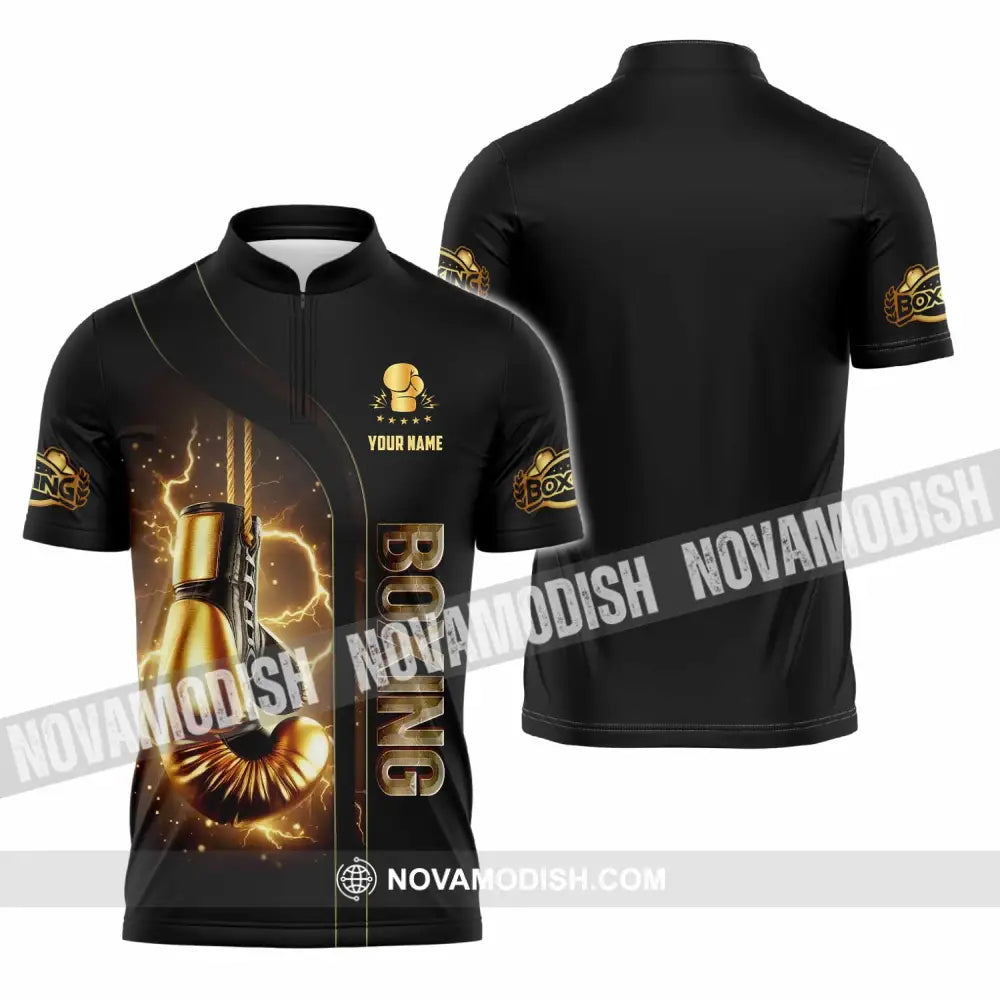 Unisex Shirt - Custom Boxing Lover Sport Shirt Zipper Polo Shirt / S T-shirt