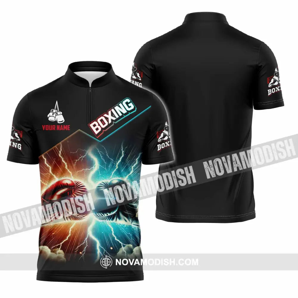 Unisex Shirt - Custom Boxing Lover Sport Shirt Zipper Polo Shirt / S T-shirt