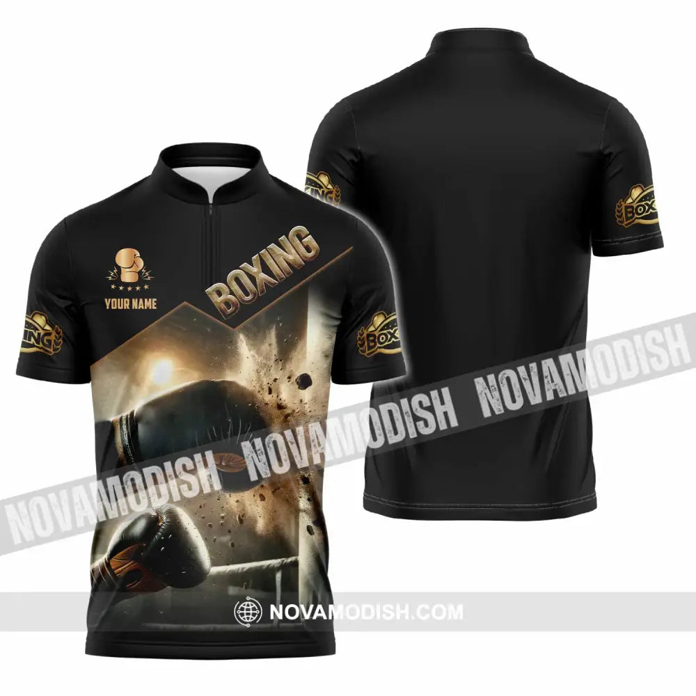 Unisex Shirt - Custom Boxing Lover Sport Shirt Zipper Polo Shirt / S T-shirt