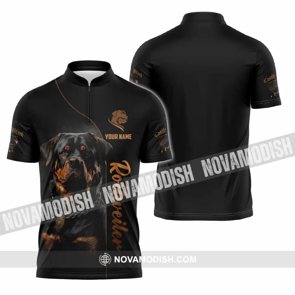Unisex Shirt - Custom Castle Black Rottweilers Dog Shirt Zipper Polo Shirt / S T-shirt