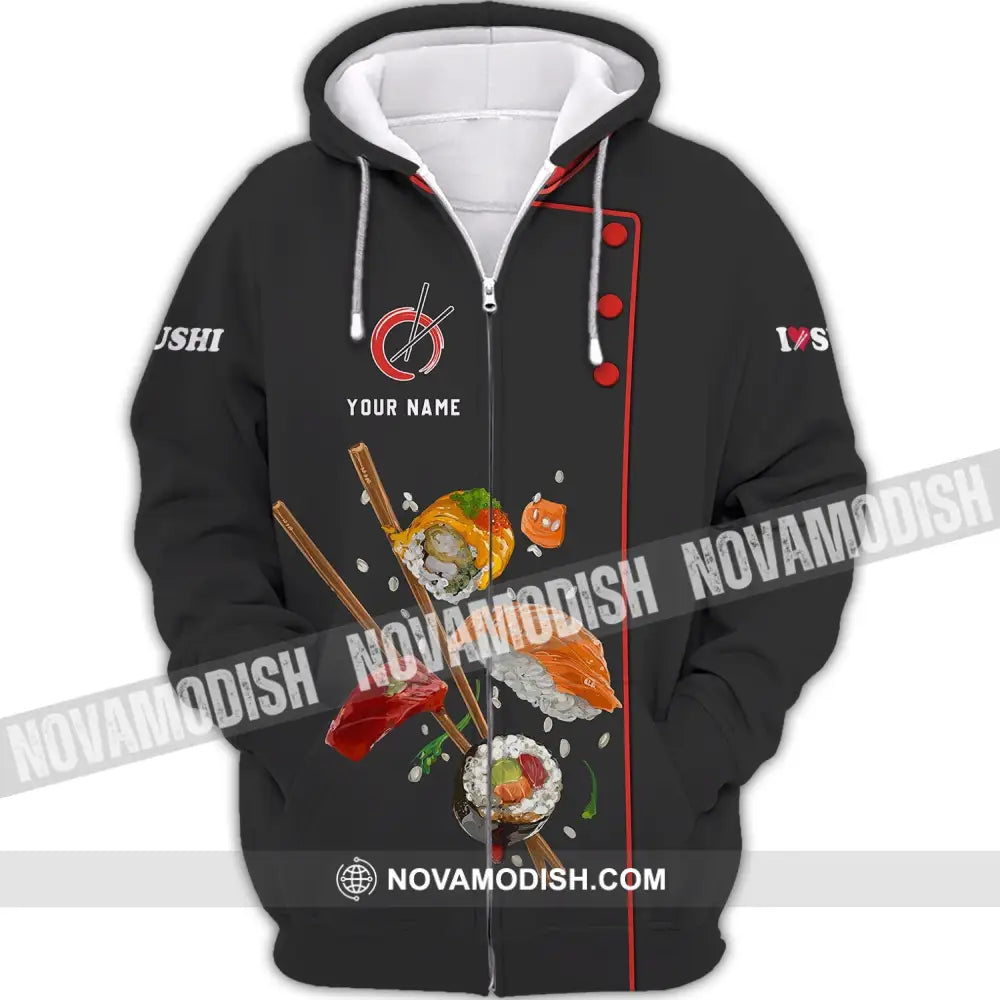 Unisex Shirt - Custom Chef Name Shirt - Chef Shirt - Chef Name Gift For Japan Kitchen Lover Zipper Hoodie / S T-shirt