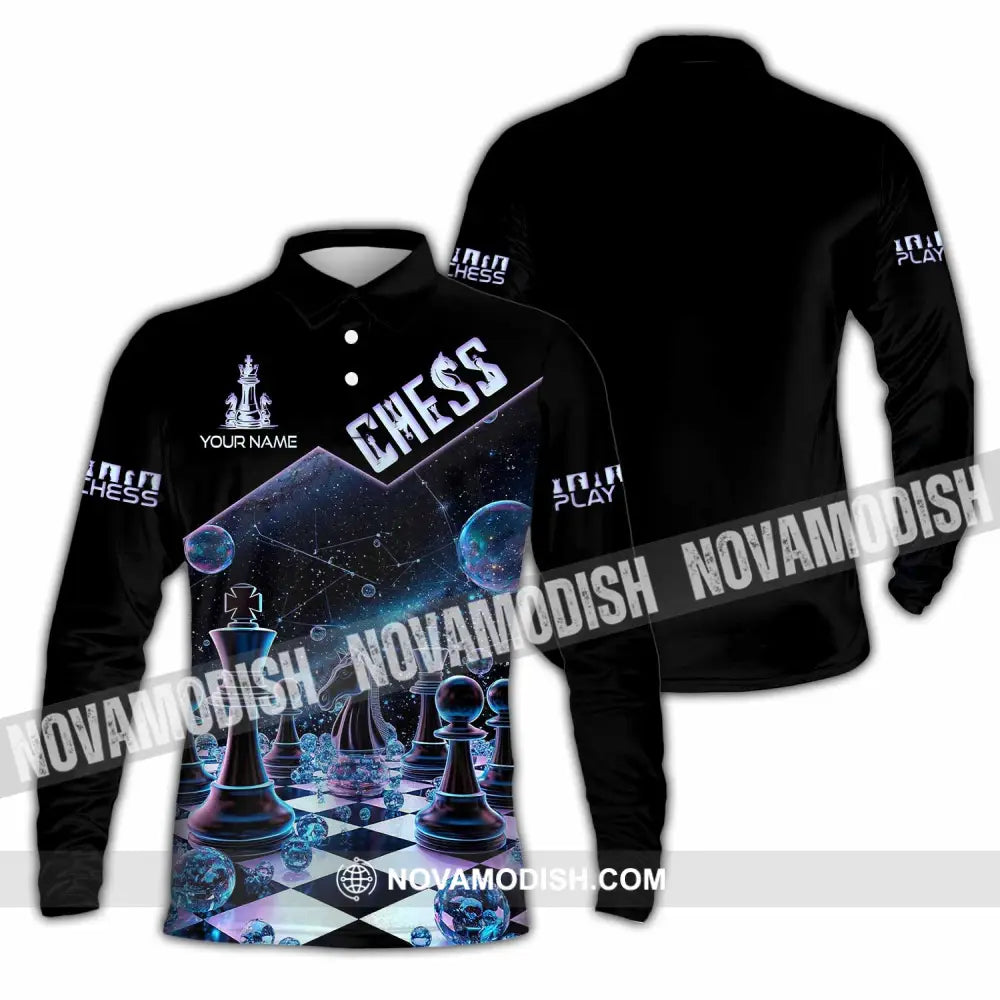 Unisex Shirt - Custom Chess Galaxy Sport Shirt Long Sleeve Polo / S T-shirt