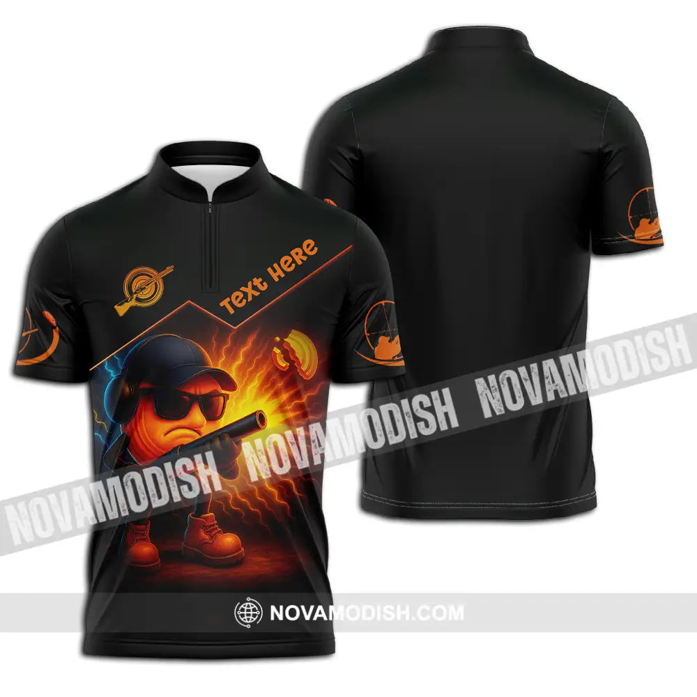 Unisex Shirt - Custom Clay Target Shooting Shirt Zipper Polo Shirt / S T-shirt