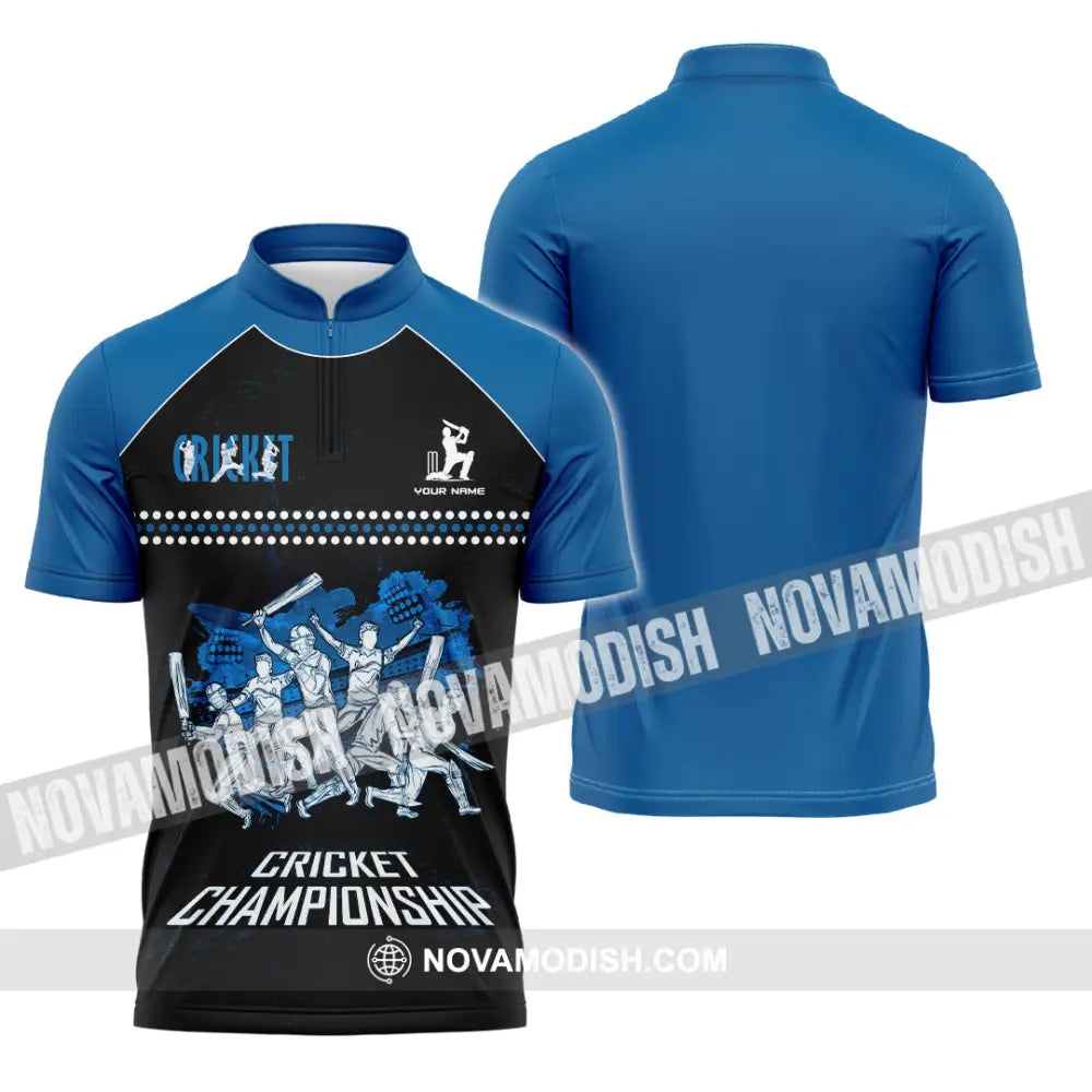 Unisex Shirt - Custom Cricket Championship Shirt Zipper Polo Shirt / S T-shirt