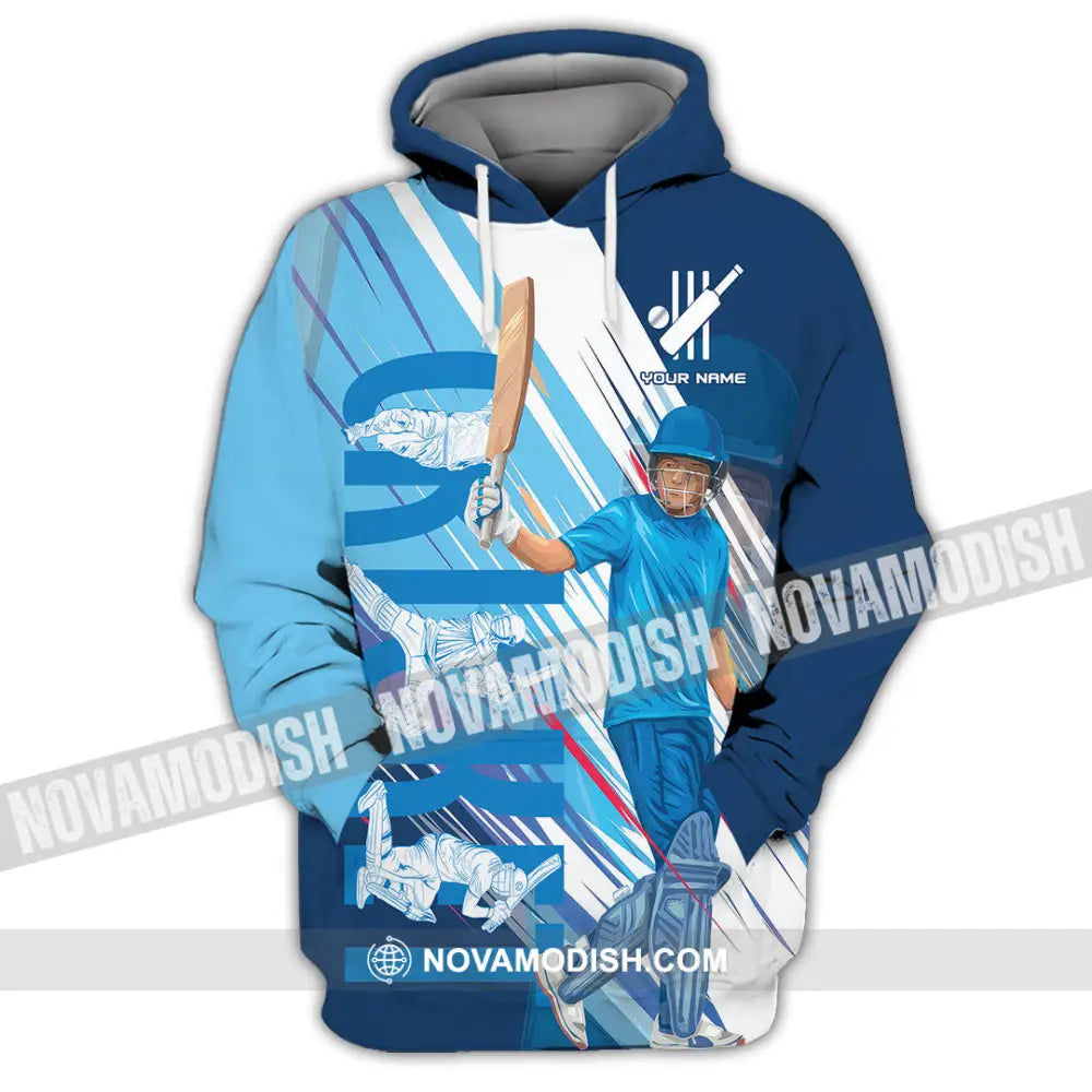 Unisex Shirt - Custom Cricket Player Blue Design Shirt Hoodie / S T-shirt