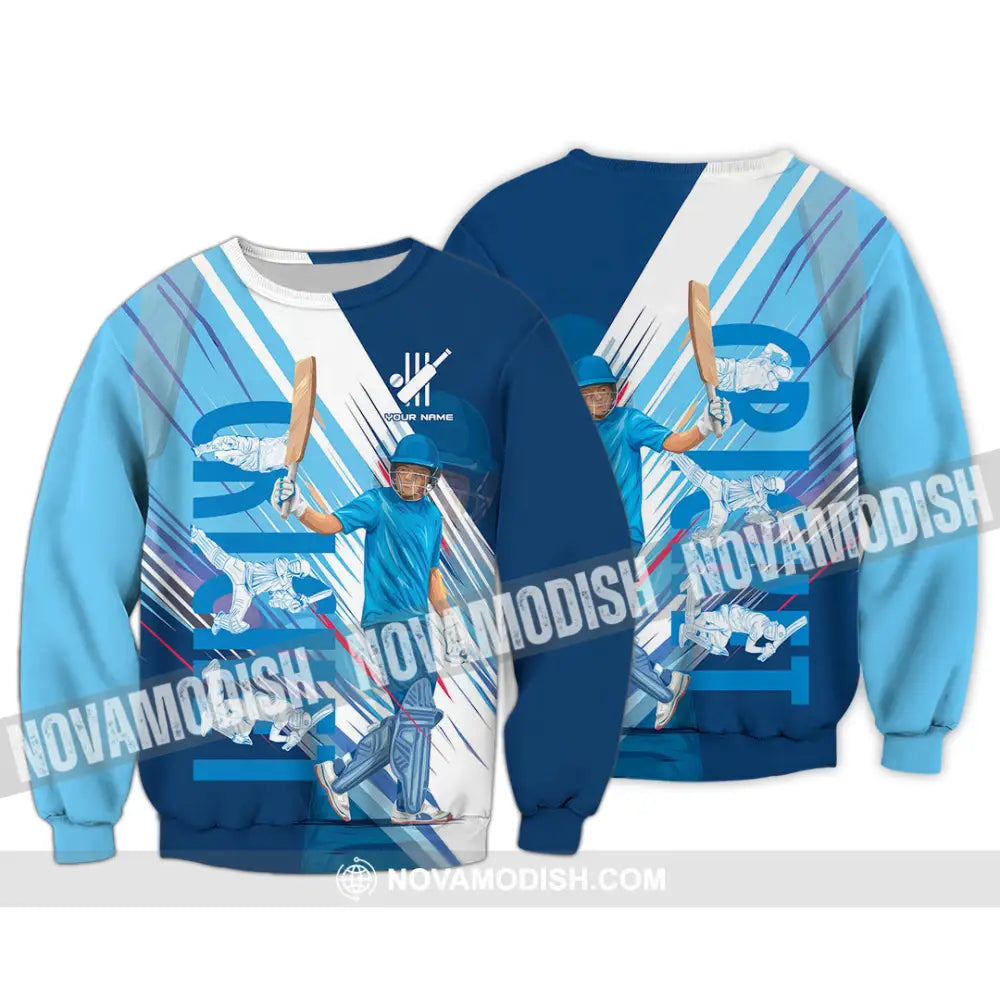 Unisex Shirt - Custom Cricket Player Blue Design Shirt Long Sleeve / S T-shirt
