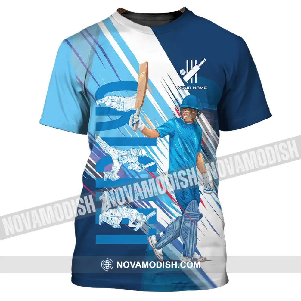 Unisex Shirt - Custom Cricket Player Blue Design Shirt T-Shirt / S T-shirt