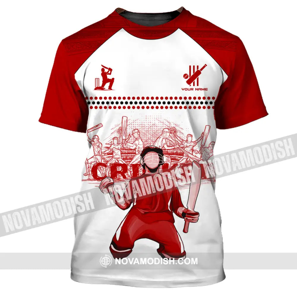 Unisex Shirt - Custom Cricket Player Red Design Shirt T-Shirt / S T-shirt