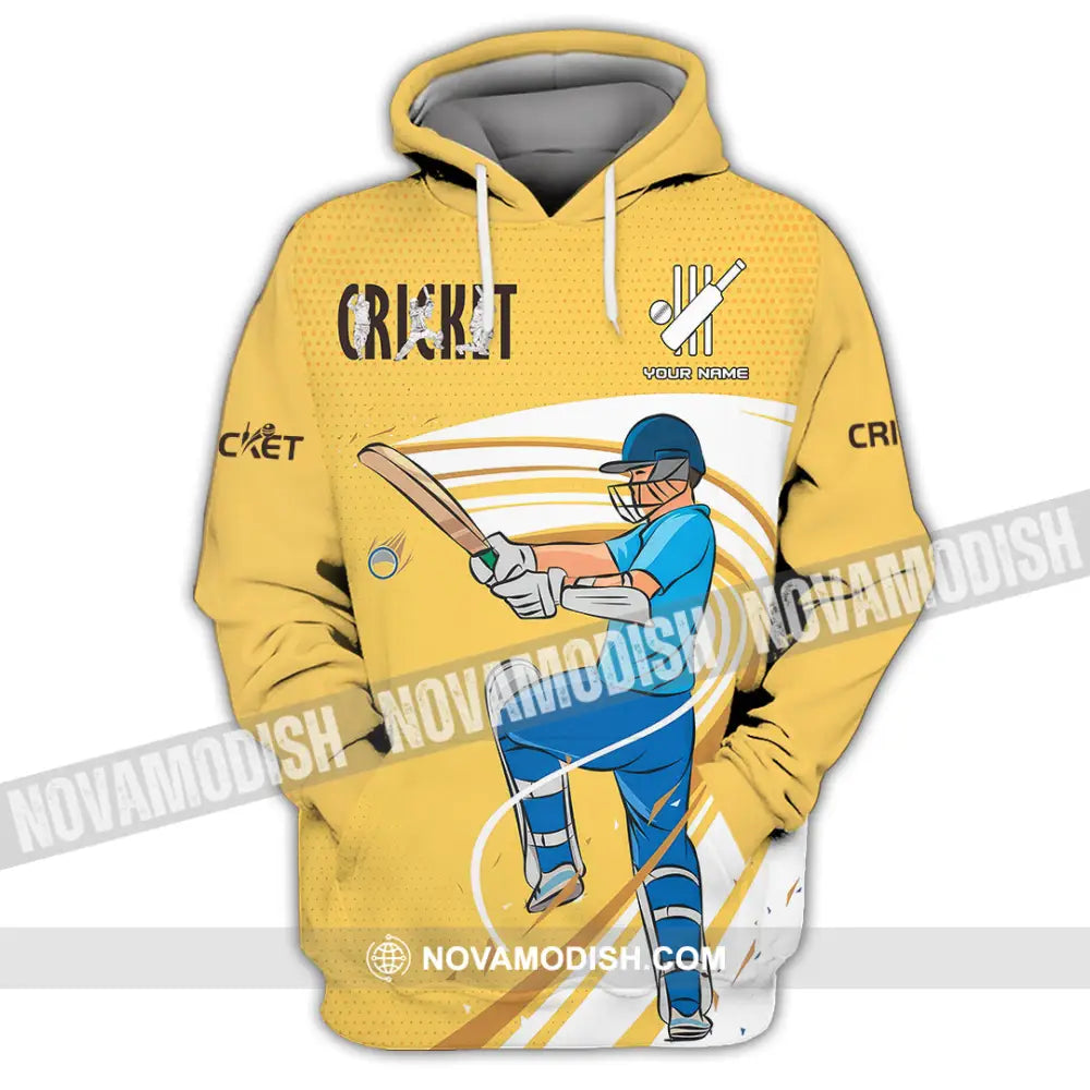 Unisex Shirt - Custom Cricket Player Yellow Design Shirt Hoodie / S T-shirt