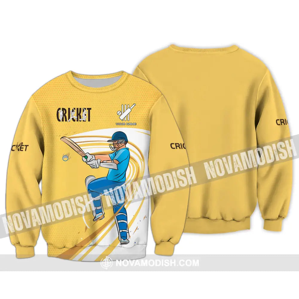 Unisex Shirt - Custom Cricket Player Yellow Design Shirt Long Sleeve / S T-shirt