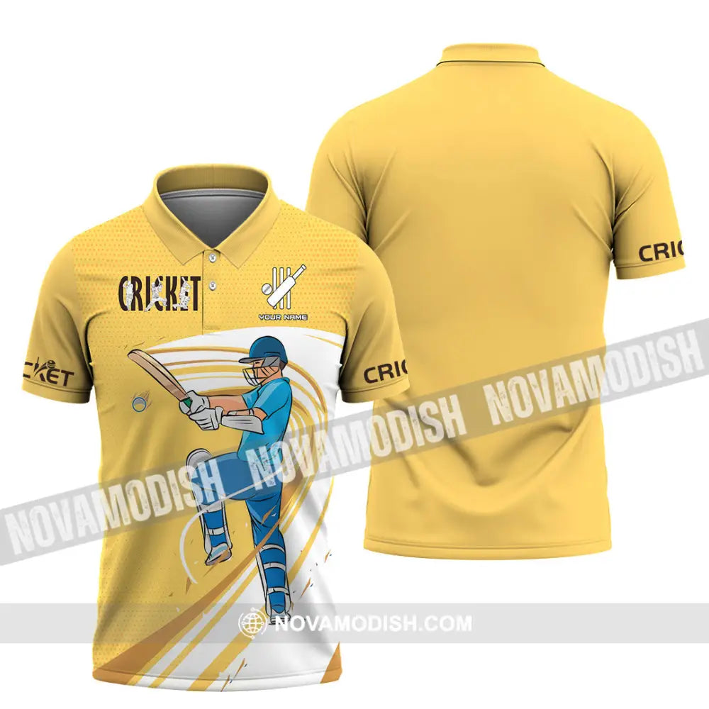 Unisex Shirt - Custom Cricket Player Yellow Design Shirt Polo Shirt / S T-shirt
