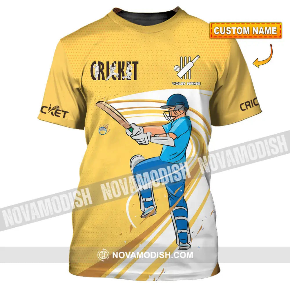 Unisex Shirt - Custom Cricket Player Yellow Design Shirt T-shirt