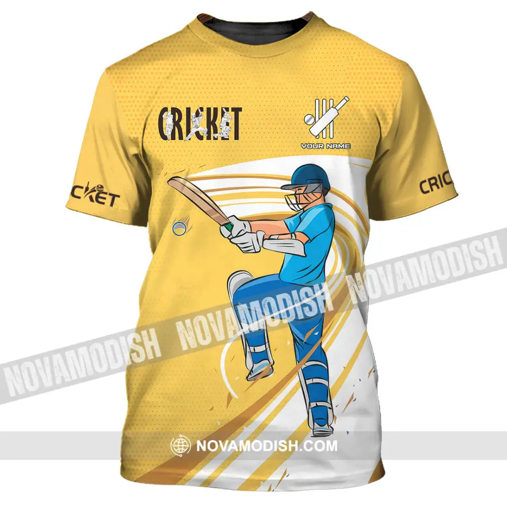 Unisex Shirt - Custom Cricket Player Yellow Design Shirt T-Shirt / S T-shirt