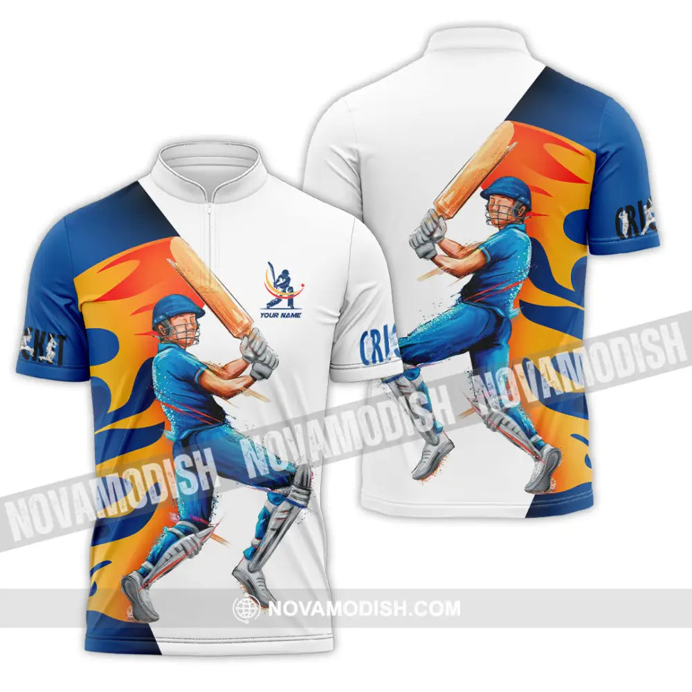 Unisex Shirt - Custom Cricket Player Shirt Zipper Polo Shirt / S T-shirt