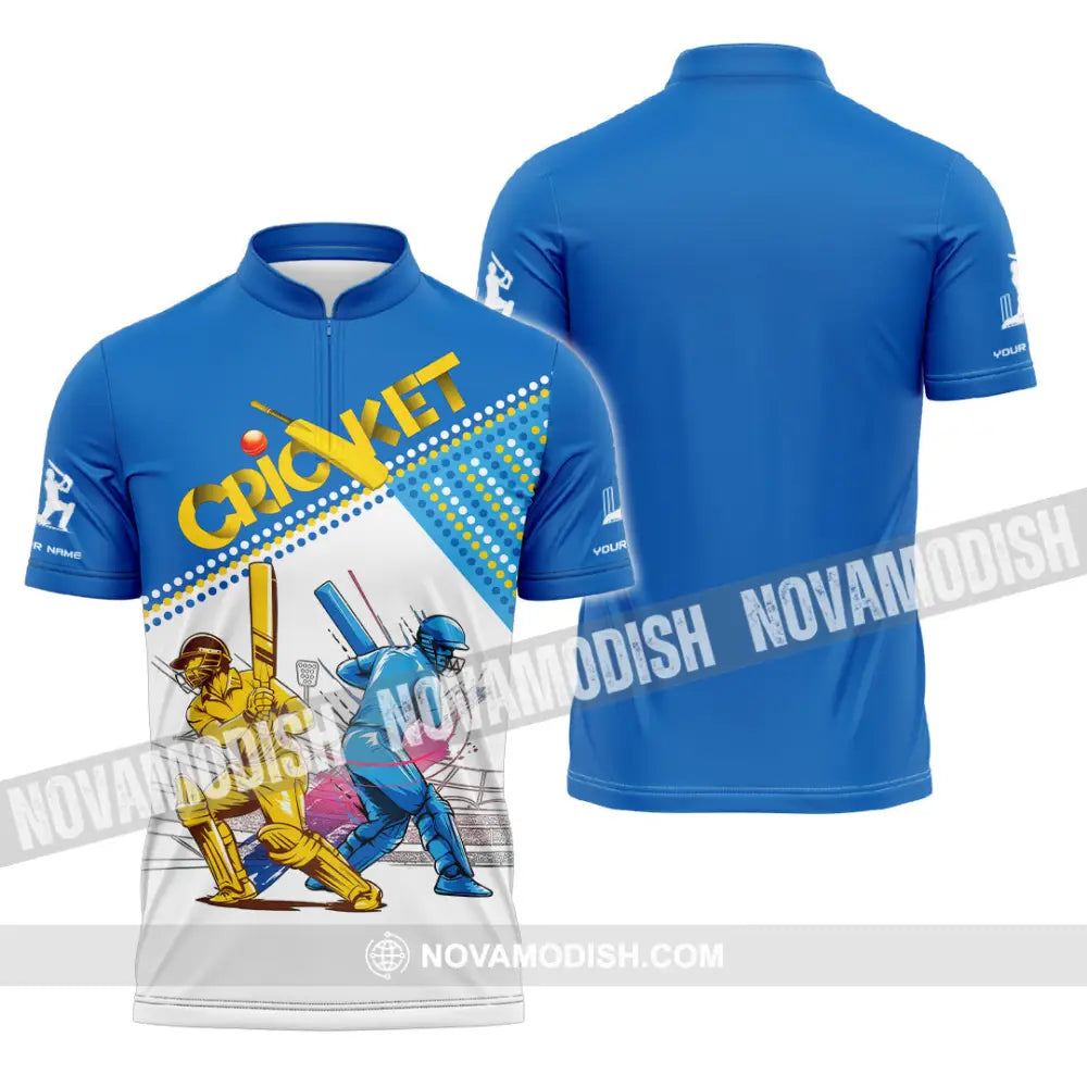 Unisex Shirt - Custom Cricket Player Shirt Zipper Polo Shirt / S T-shirt