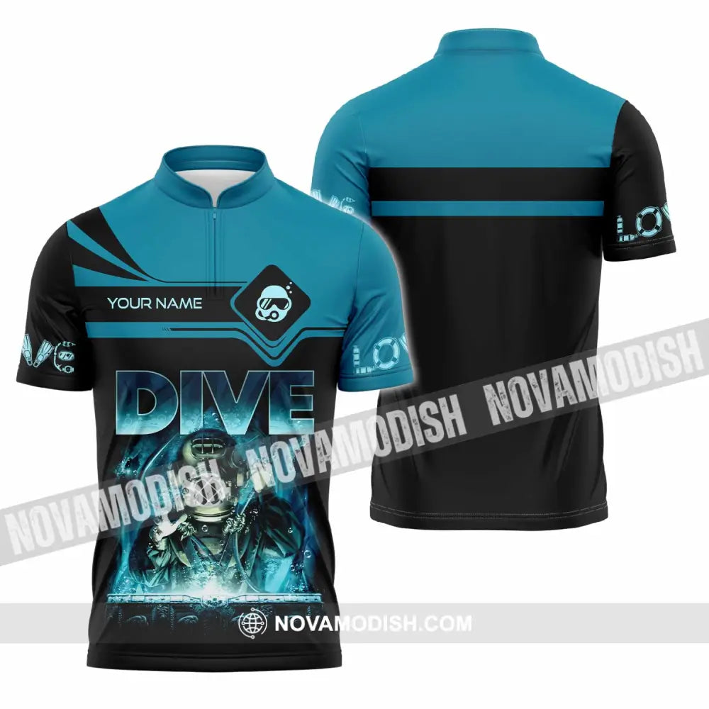 Unisex Shirt - Custom Dive Lover Sport Shirt Zipper Polo Shirt / S T-shirt