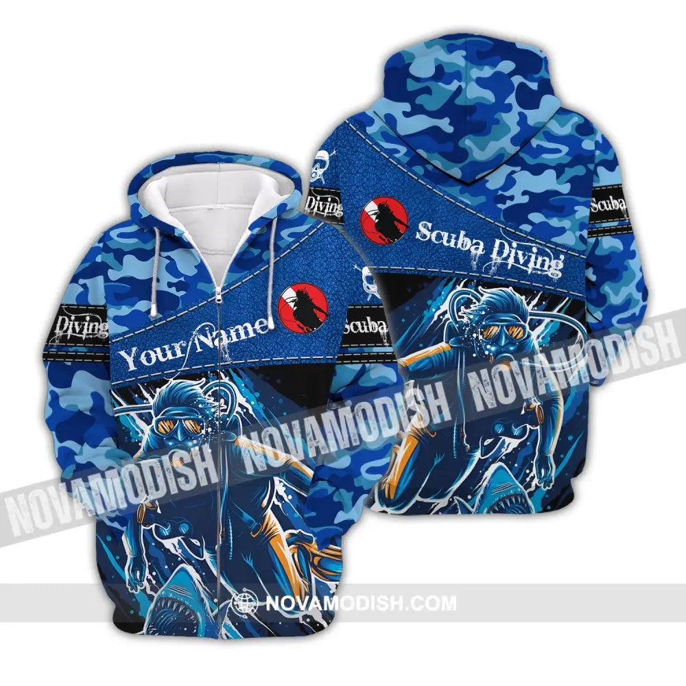 Unisex Shirt - Custom Dive Name T-Shirt - Personalized Scuba Diver Shirt Zipper Hoodie / S T-shirt
