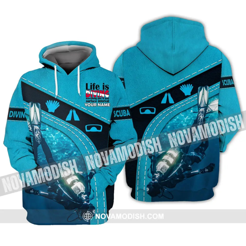 Unisex Shirt - Custom Diver Name T-Shirt - Scuba Diver Life Is Diving - Personalized Shirt Hoodie / S T-shirt