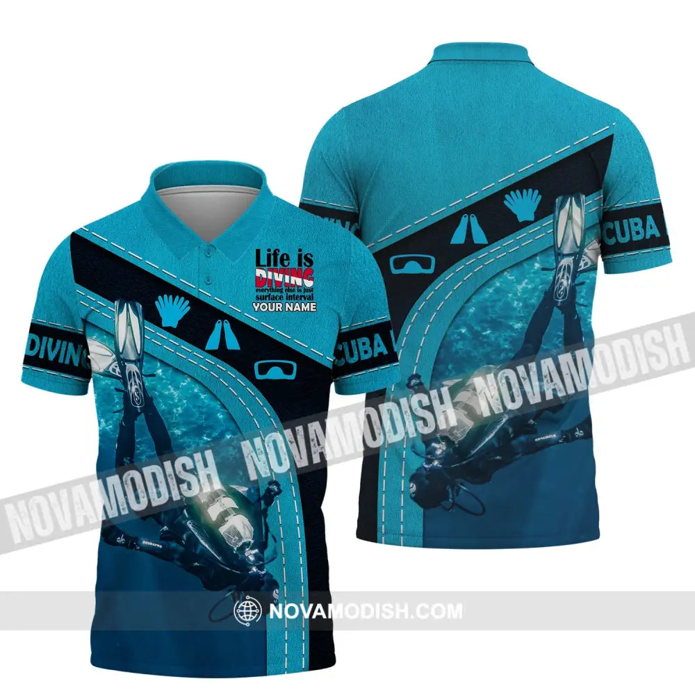 Unisex Shirt - Custom Diver Name T-Shirt - Scuba Diver Life Is Diving - Personalized Shirt Polo Shirt / S T-shirt