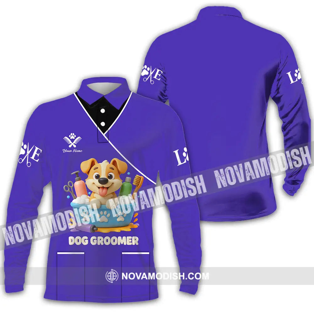 Unisex Shirt - Custom Dog Groomers Shirt Long Sleeve Polo / S T-shirt