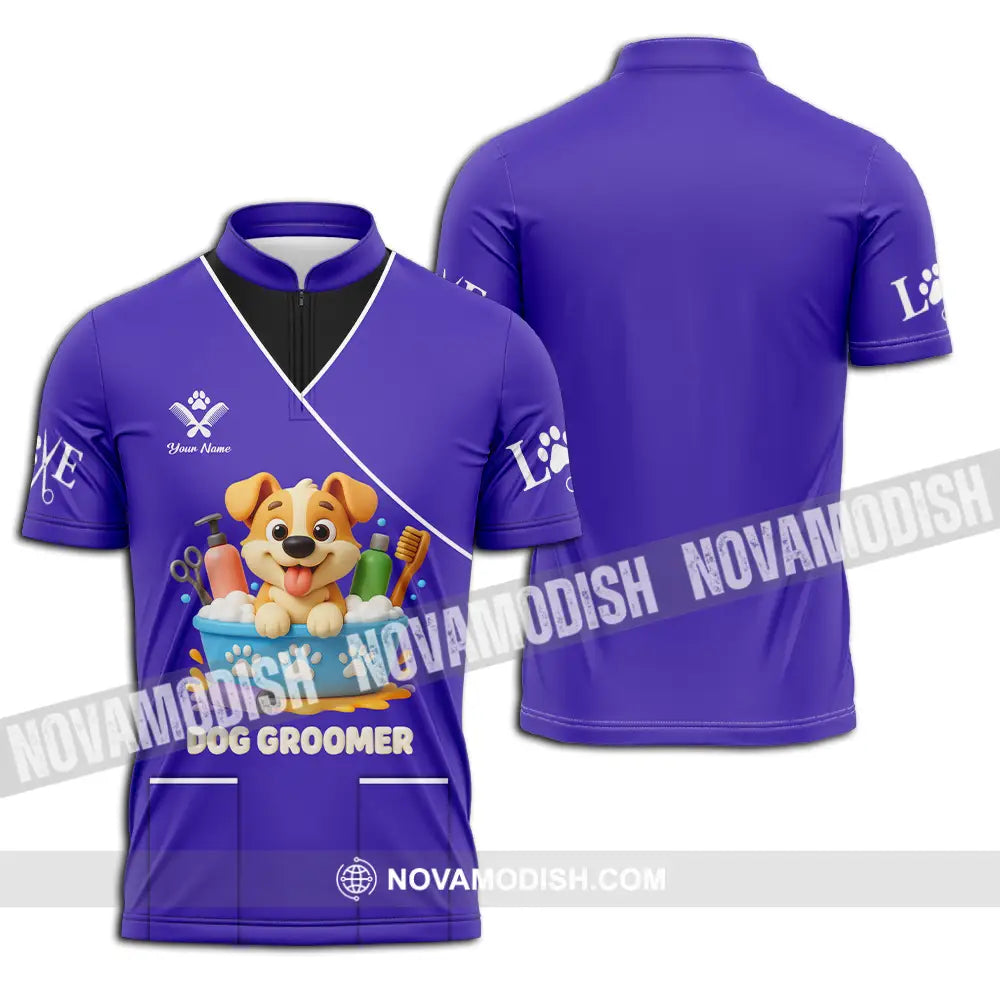 Unisex Shirt - Custom Dog Groomers Shirt Zipper Polo Shirt / S T-shirt