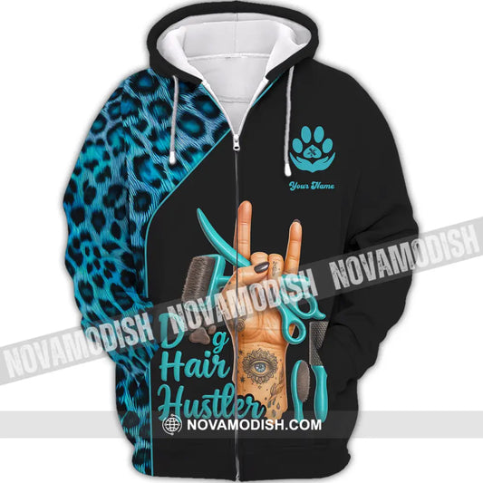 Unisex Shirt - Custom Dog Hair Hustler Groomer Shirt Zipper Hoodie / S T-shirt