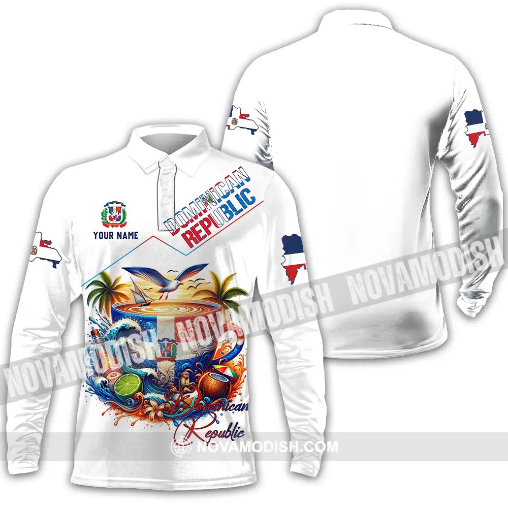 Unisex Shirt - Custom Dominican Republic Shirt Long Sleeve Polo / S T-shirt