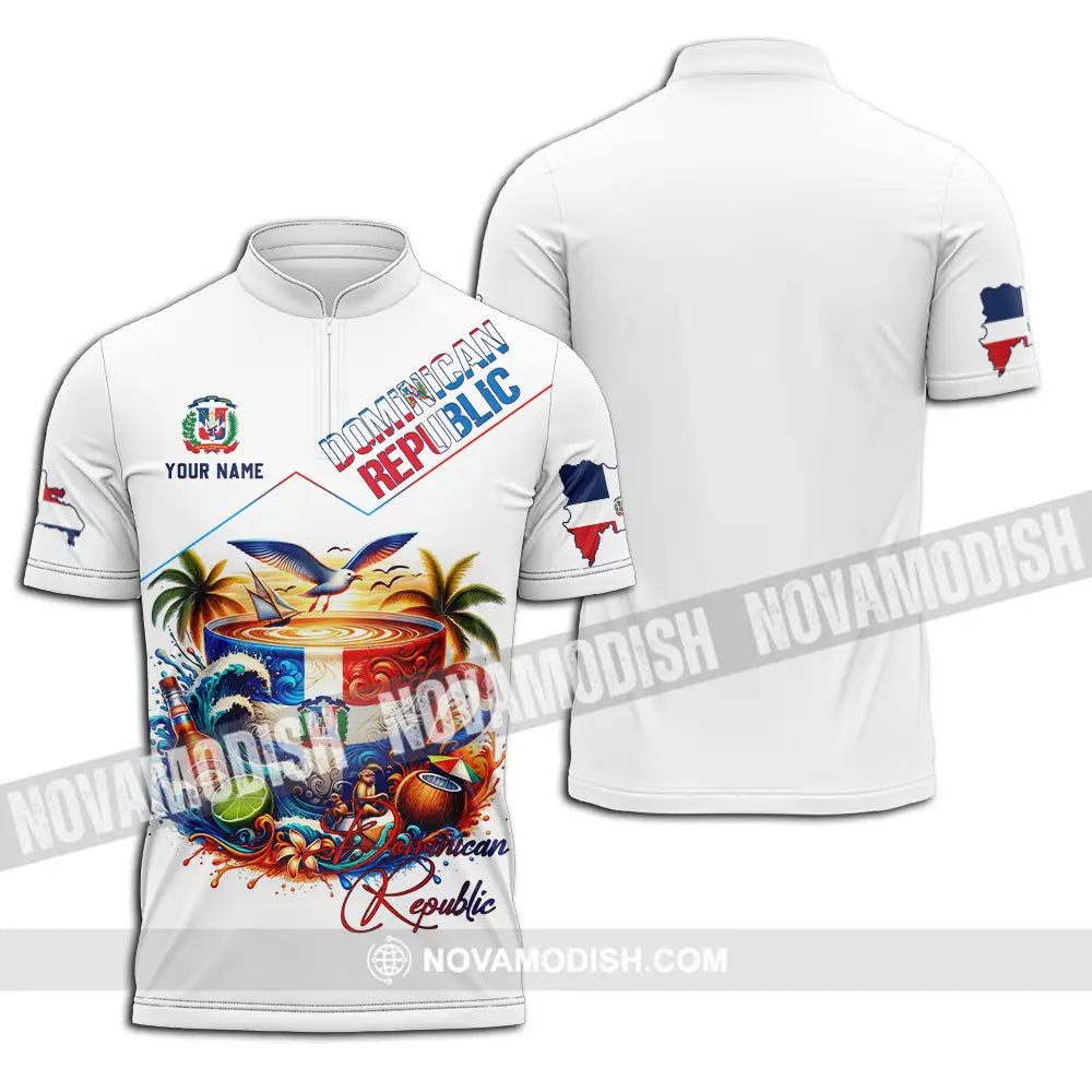 Unisex Shirt - Custom Dominican Republic Shirt Zipper Polo Shirt / S T-shirt