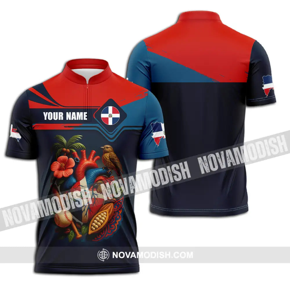 Unisex Shirt - Custom Dominican Republic Shirt Zipper Polo Shirt / S T-shirt