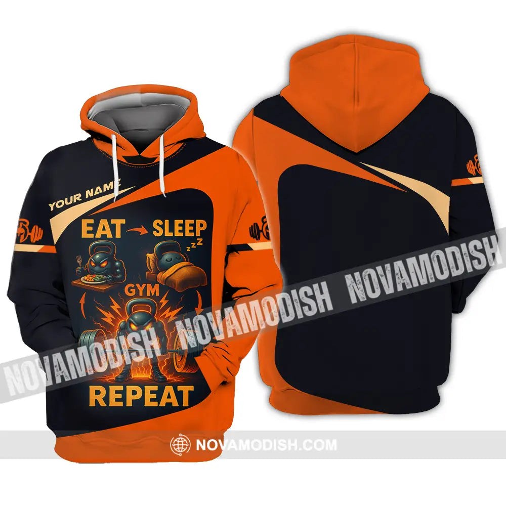 Unisex Shirt - Custom Eat Sleep Gym And Repeat Shirt Hoodie / S T-shirt