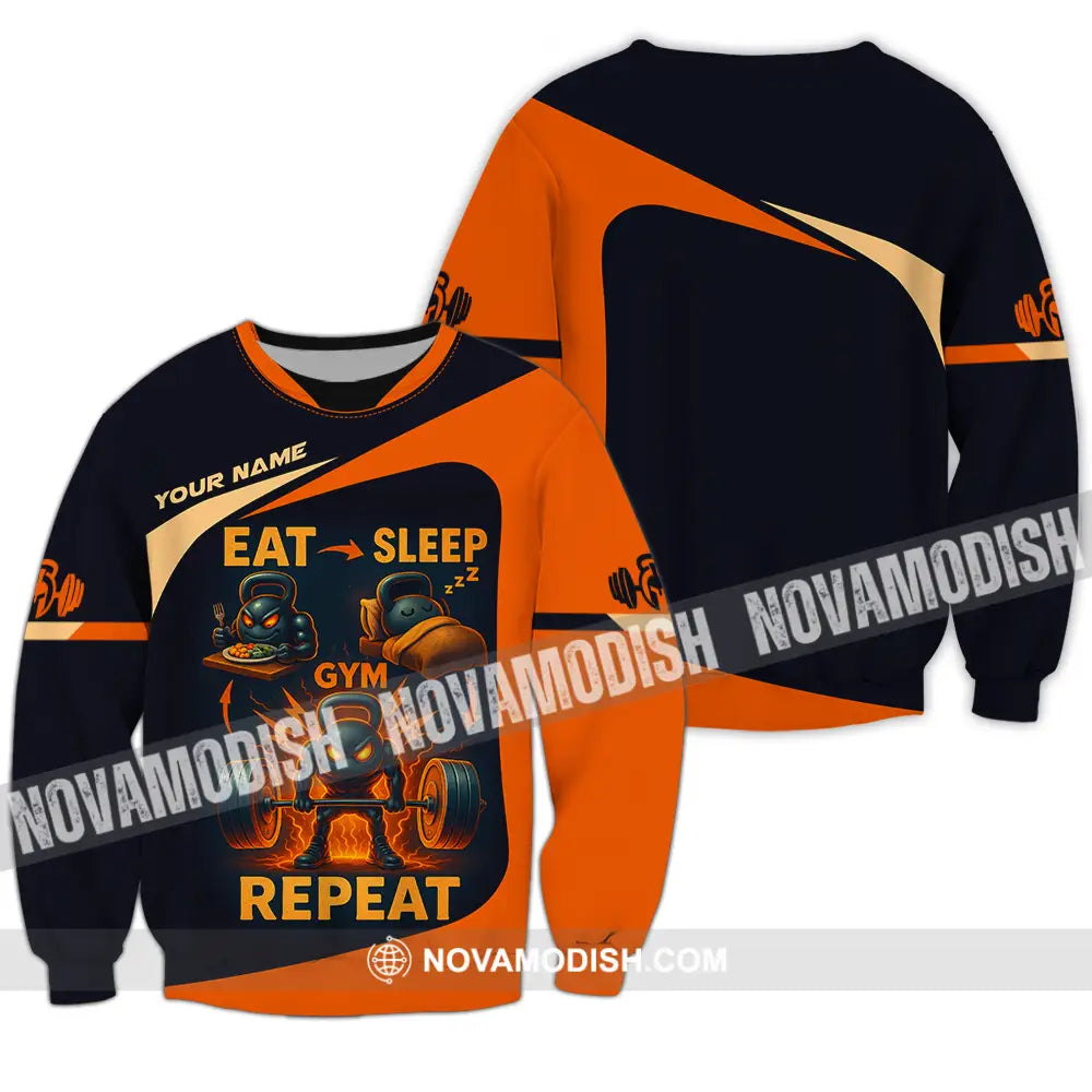 Unisex Shirt - Custom Eat Sleep Gym And Repeat Shirt Long Sleeve / S T-shirt