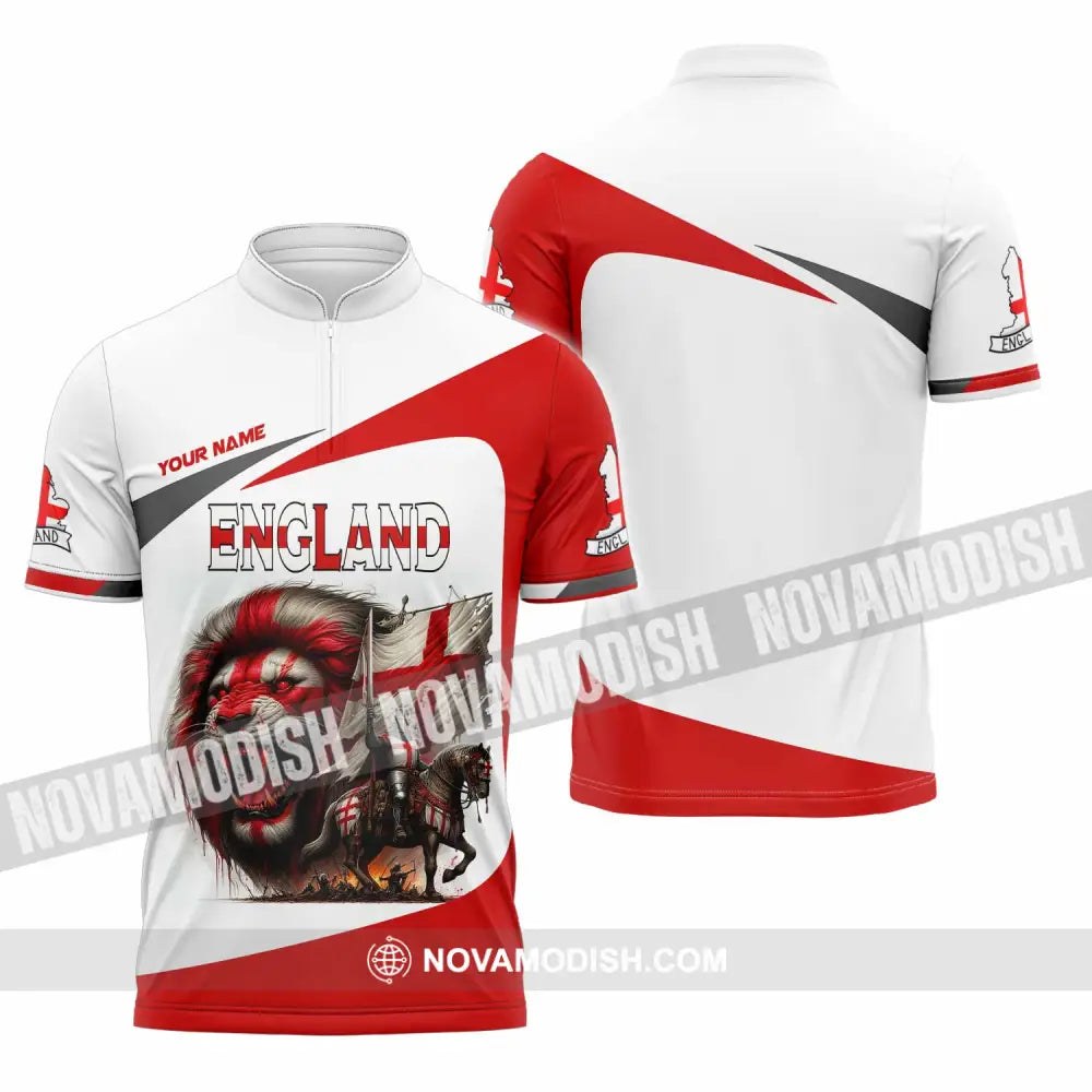 Unisex Shirt - Custom England Shirt Zipper Polo Shirt / S T-shirt