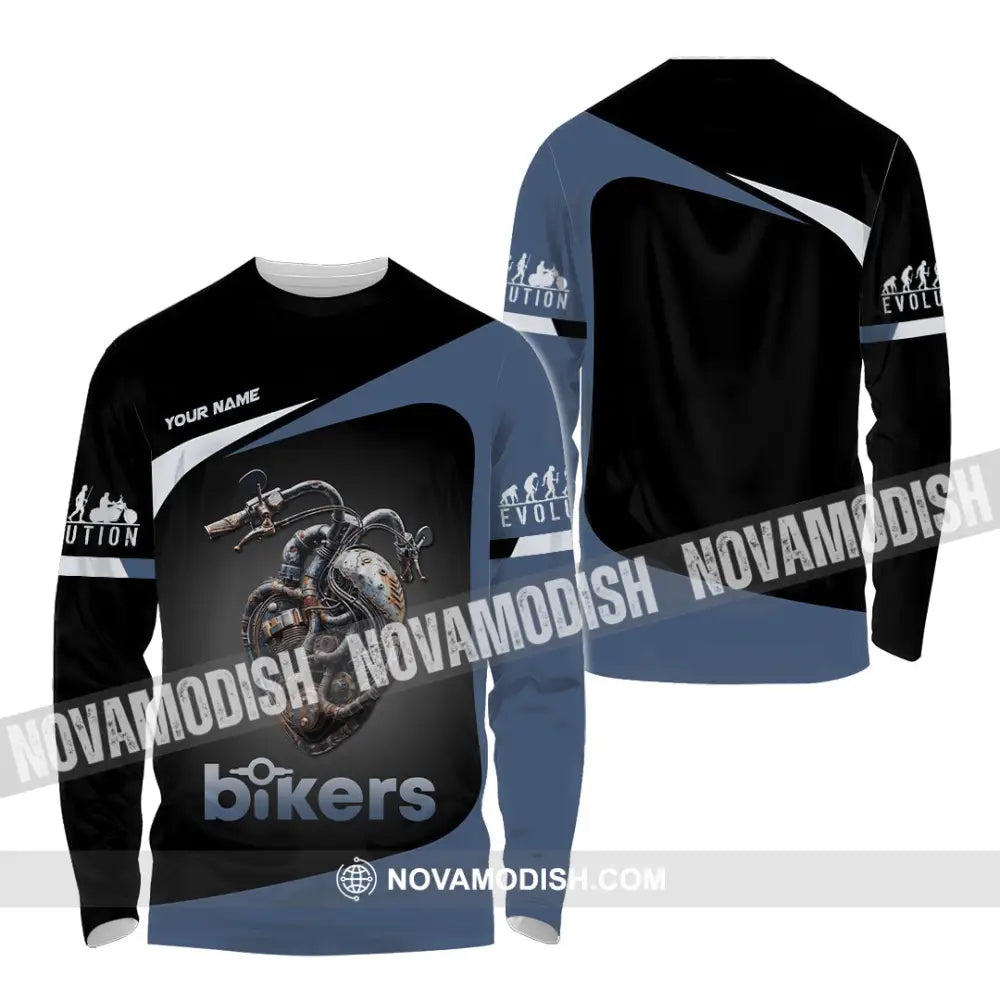 Unisex Shirt - Custom Evolution Heart Biker Shirt Long Sleeve Shirt / S T-shirt