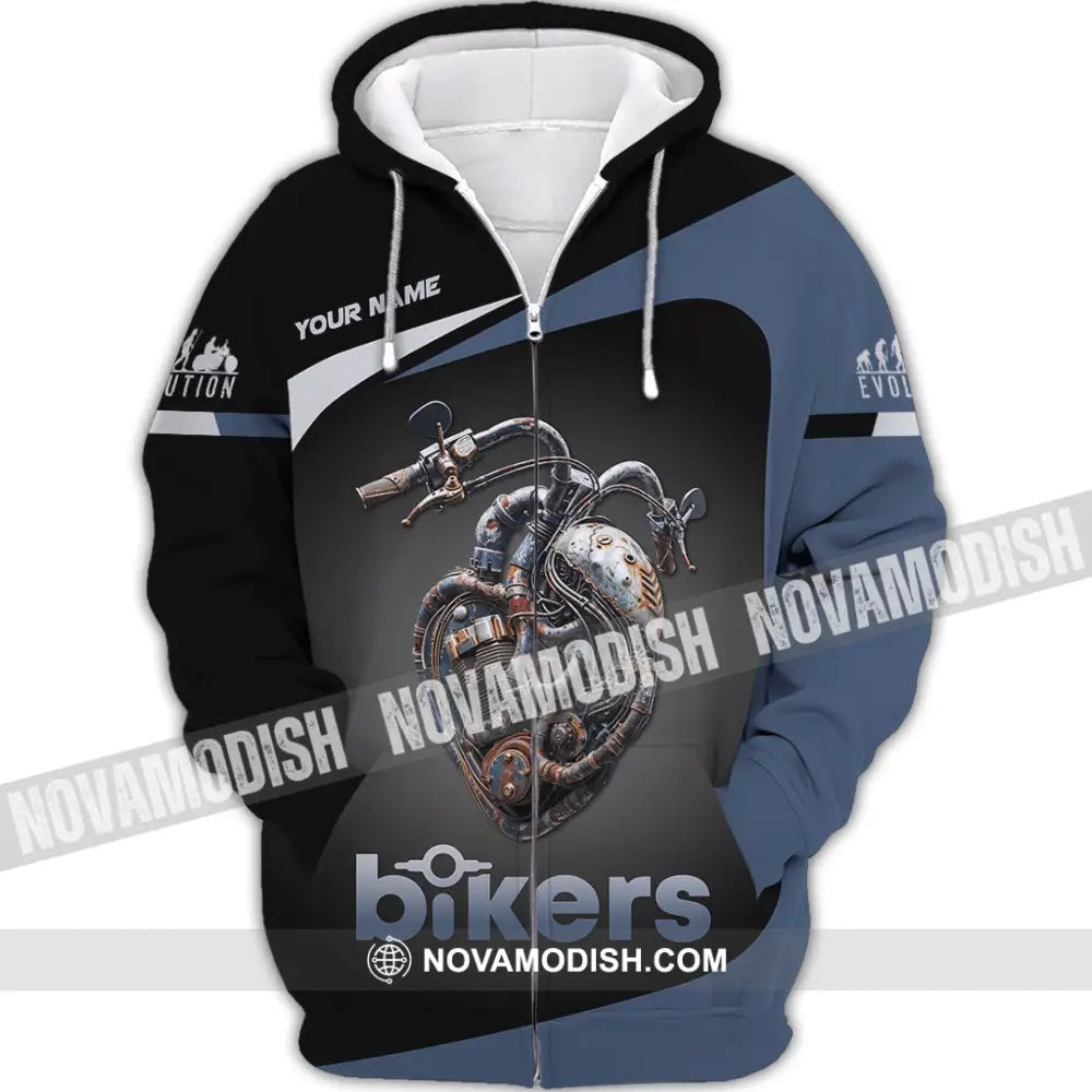 Unisex Shirt - Custom Evolution Heart Biker Shirt Zipper Hoodie / S T-shirt