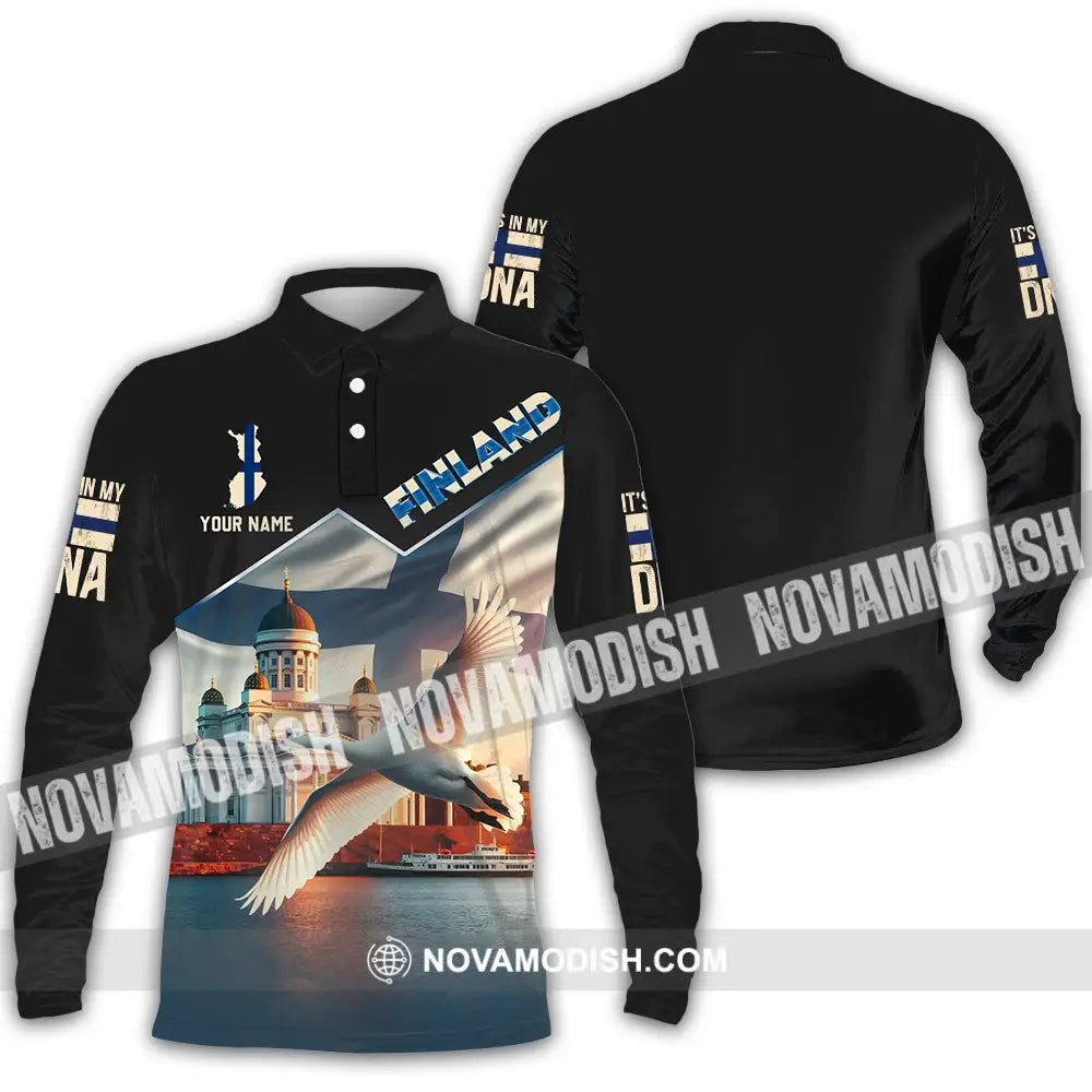 Unisex Shirt - Custom Finland Shirt Long Sleeve Polo / S T-shirt