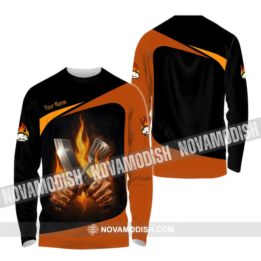 Unisex Shirt - Custom Fire Master Chef Shirt Long Sleeve Shirt / S T-shirt