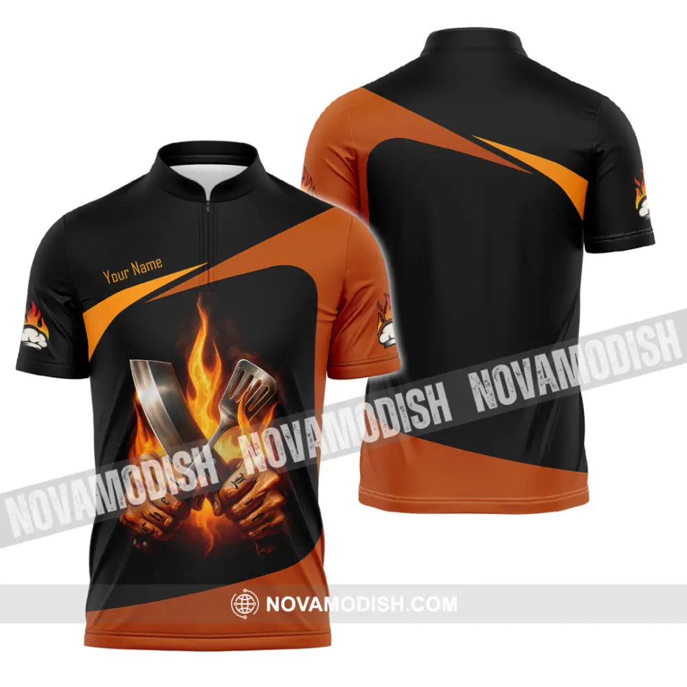 Unisex Shirt - Custom Fire Master Chef Shirt Zipper Polo Shirt / S T-shirt